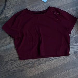 This shirt is from target. The brand is Wild Fable and it is a maroon crop top.